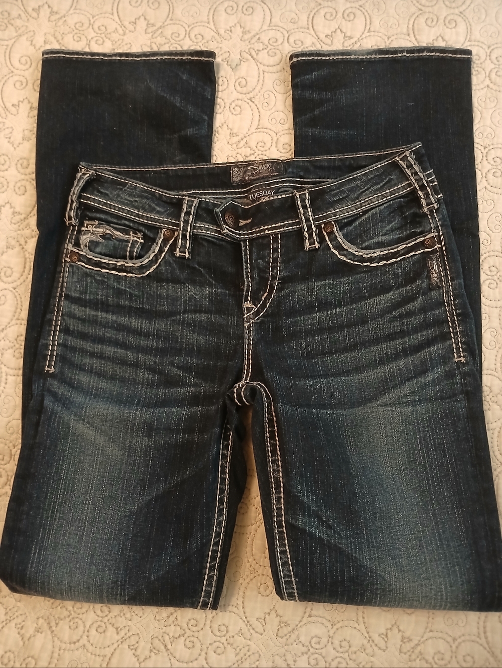 Silver Jeans Dark Blue Women's with Contrast Stitching Tuesday 28/33